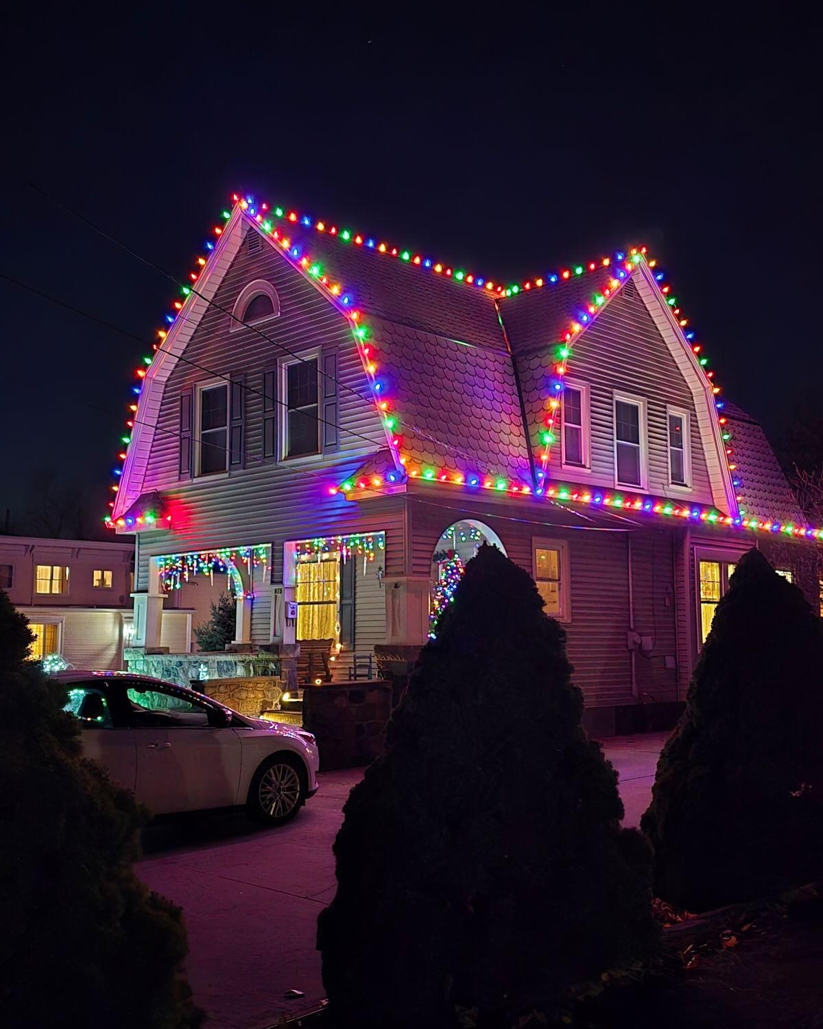 Classic holiday charm with festive multi-colored LED display